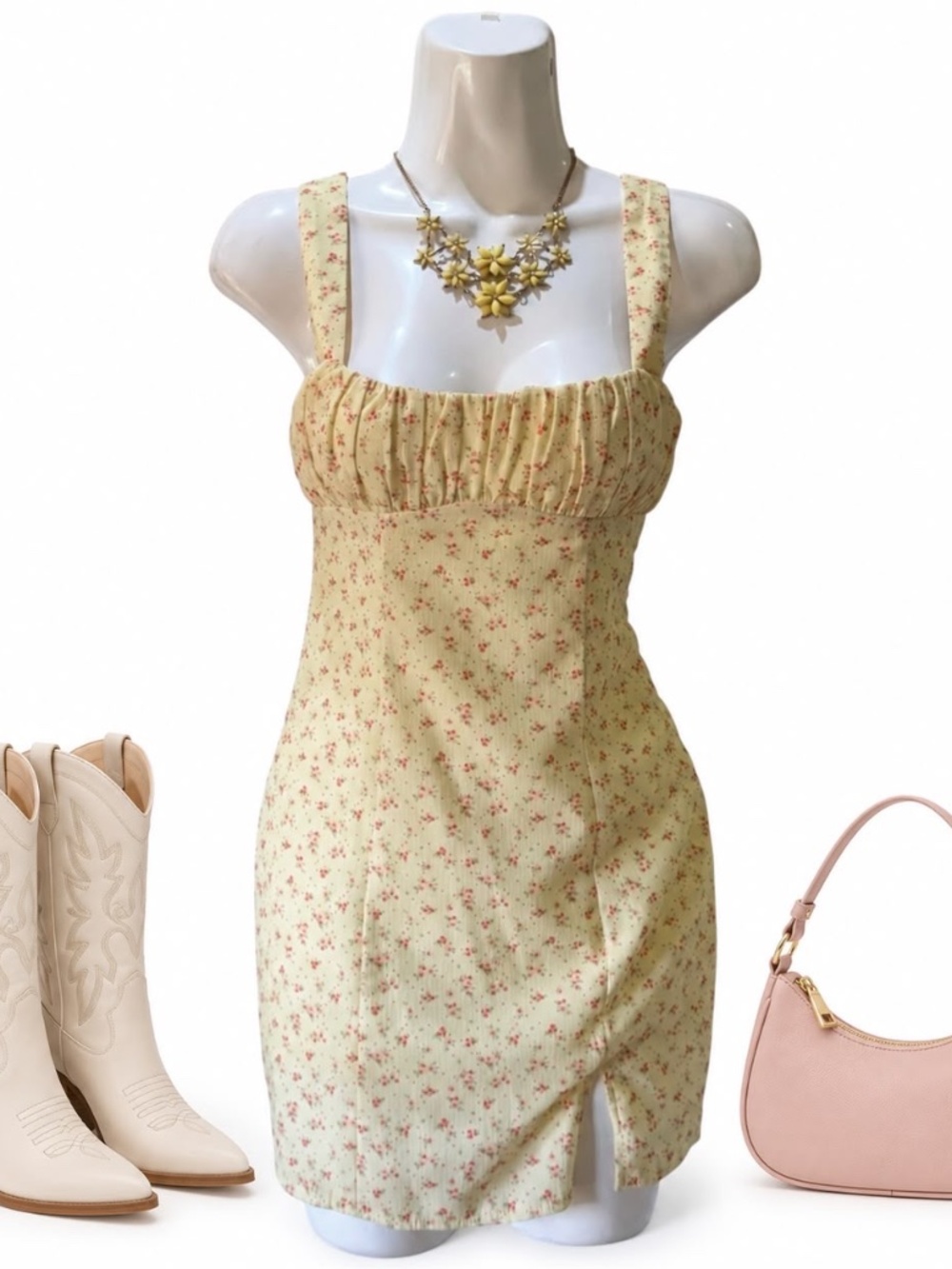Princess Polly Yellow Ditsy Floral Mini Dress Size 0